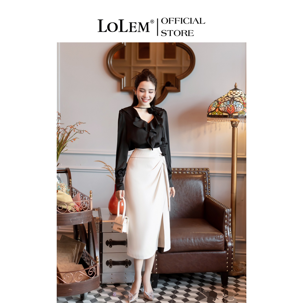 Chân váy ôm thiết kế LOLEM CVO224 nhún hông chất kaki thun co giãn tốt