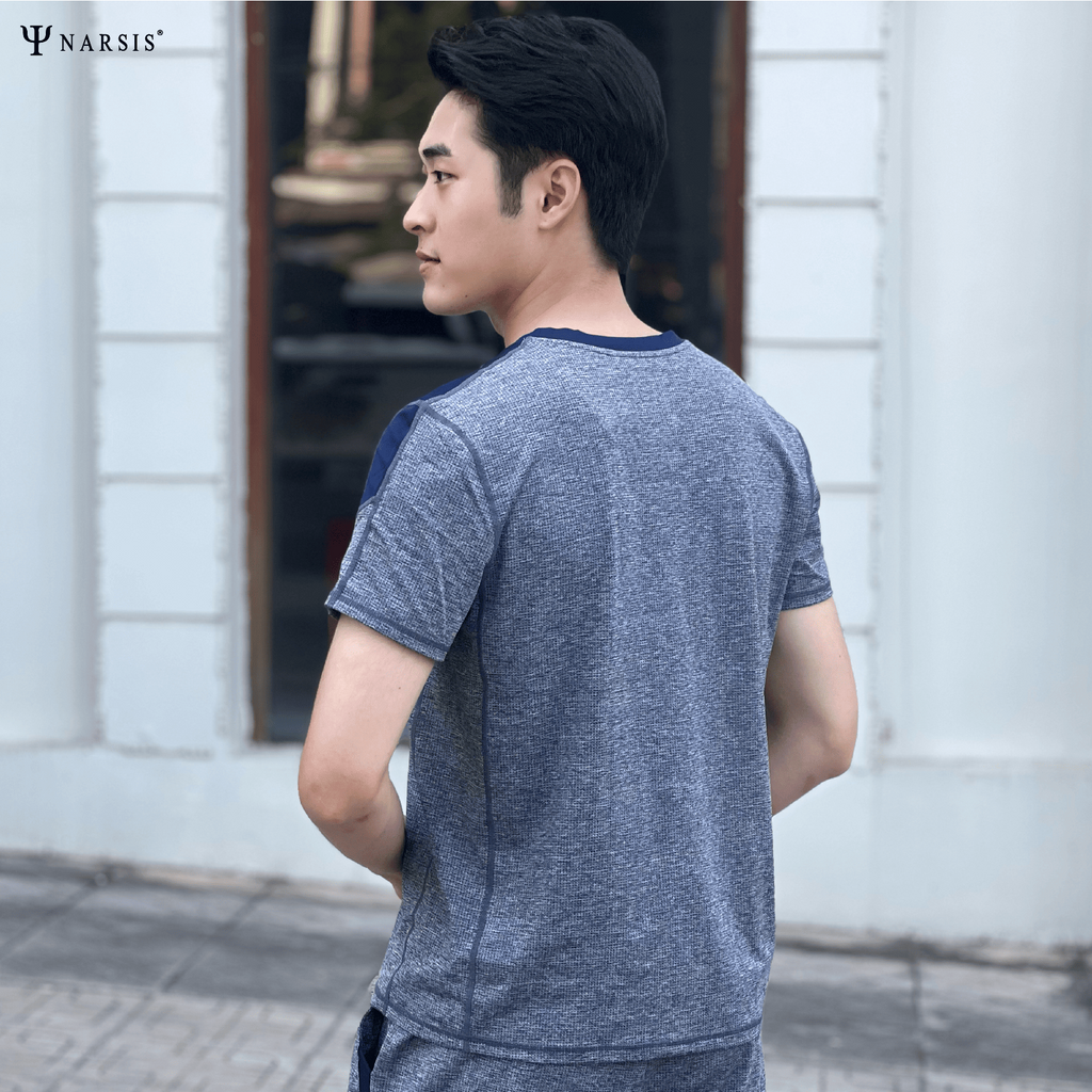 Bộ đồ hè nam Narsis E23001 thiết kế cộc tay, cổ tròn chất vải Cotton thấm hút mồ hôi tốt, thông thoáng mềm mát