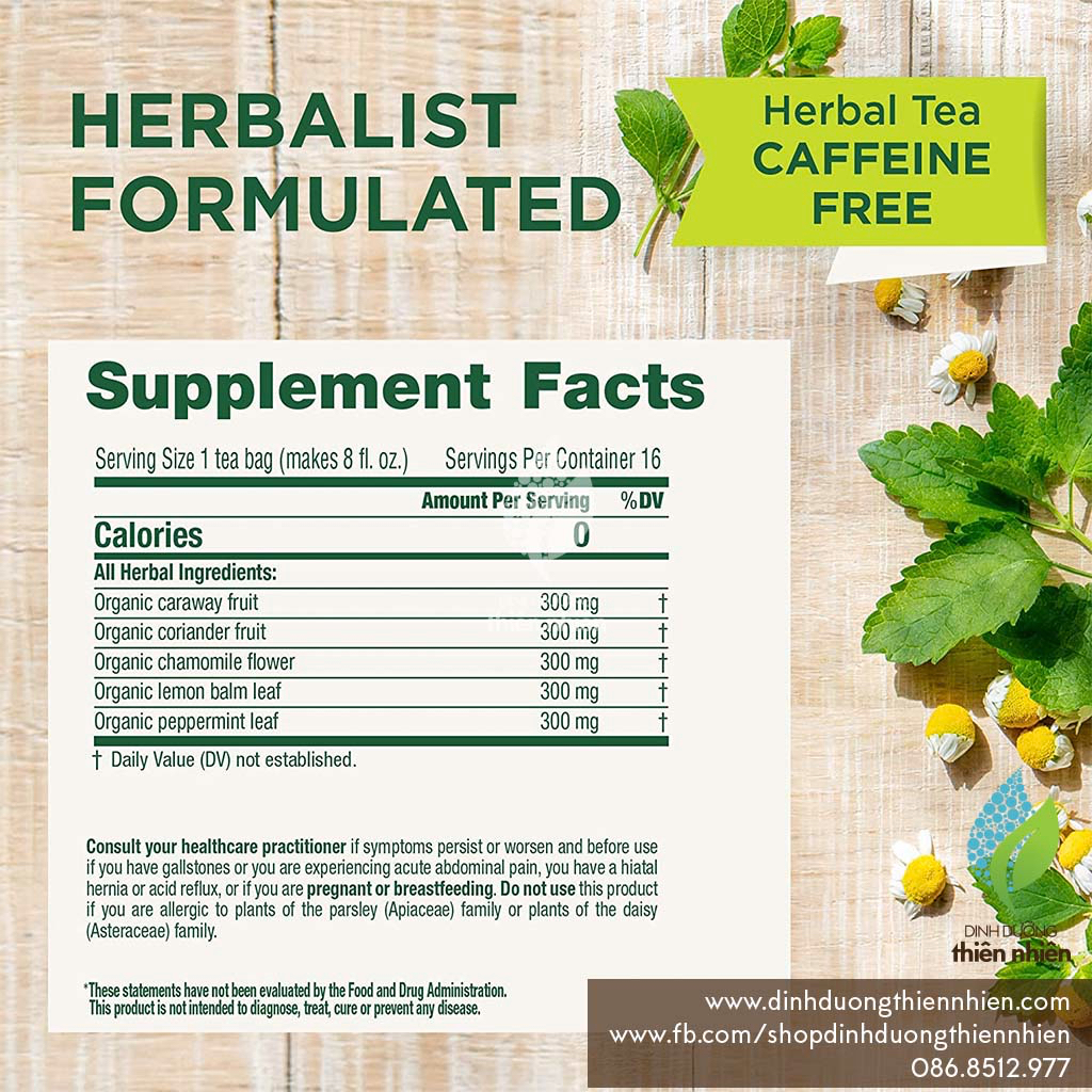 Trà Hữu Cơ Giảm Đầy Hơi, Chướng Bụng, Khó Tiêu, Hỗ Trợ Tiêu Hoá Traditional Medicinal Gas Relief Organic Tea