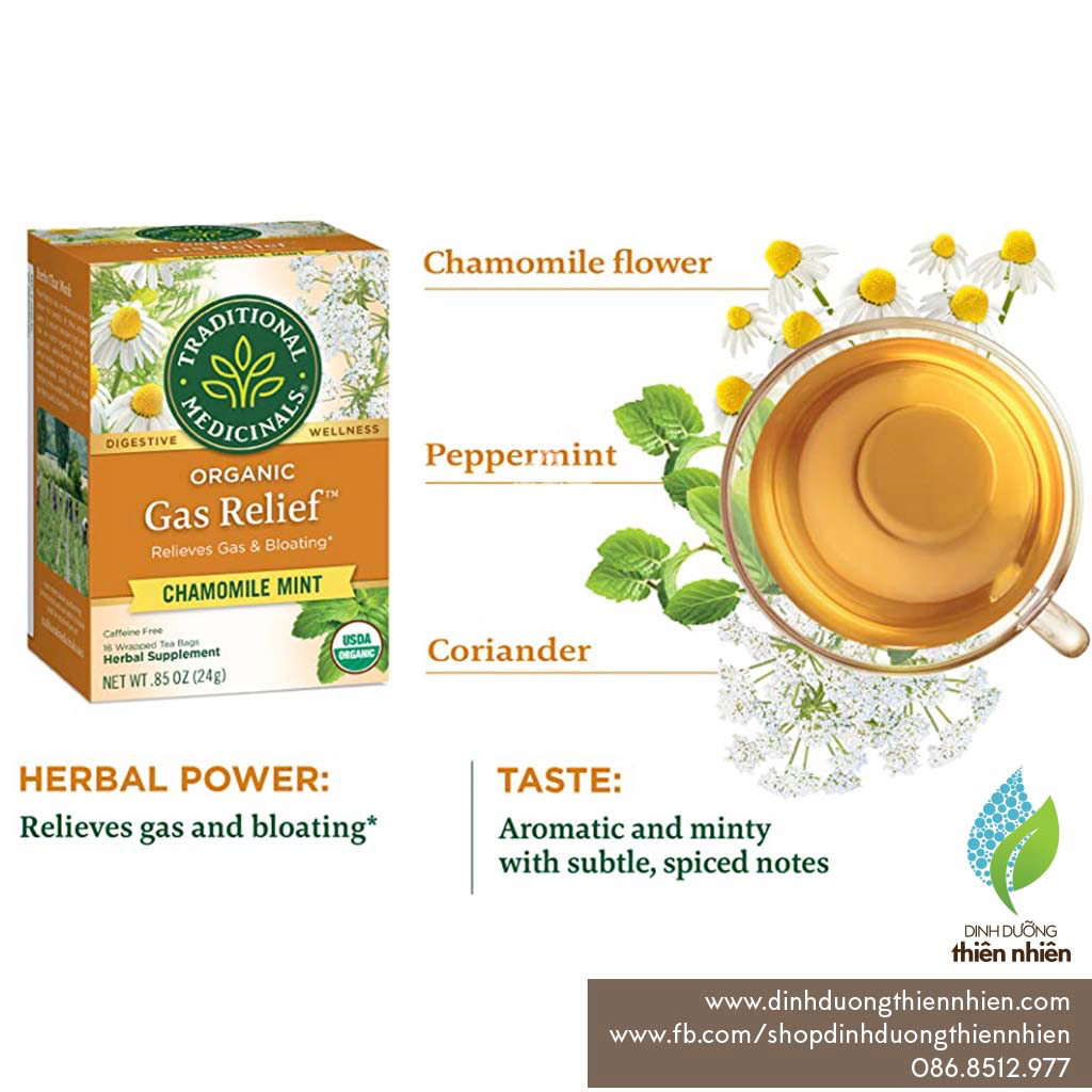 Trà Hữu Cơ Giảm Đầy Hơi, Chướng Bụng, Khó Tiêu, Hỗ Trợ Tiêu Hoá Traditional Medicinal Gas Relief Organic Tea