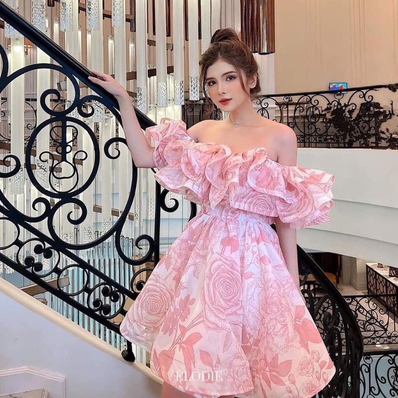 Pass đầm trễ vai Mellystore size M ảnh thật