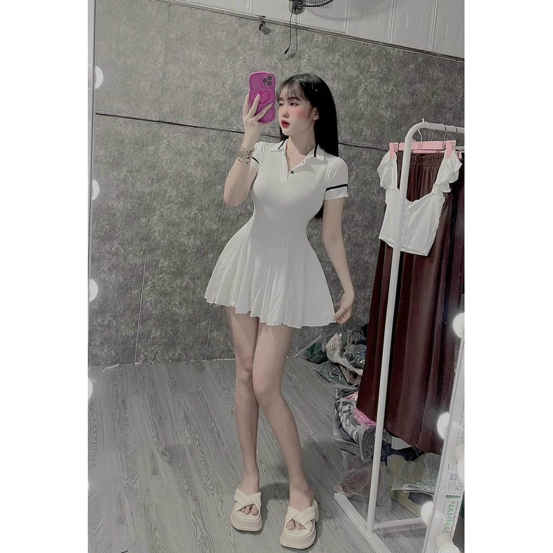 Đầm xoè thun gân bayby TRIPBLE T DRESS dễ thương - Free size đến 54kg