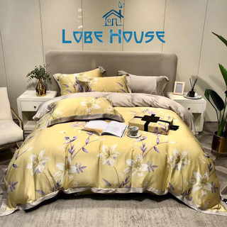 (có vỏ ôm )Bộ chăn mền chần ,ga,vỏ gối Tencel Hoa 5 món 100% Mát , Mịn TC2