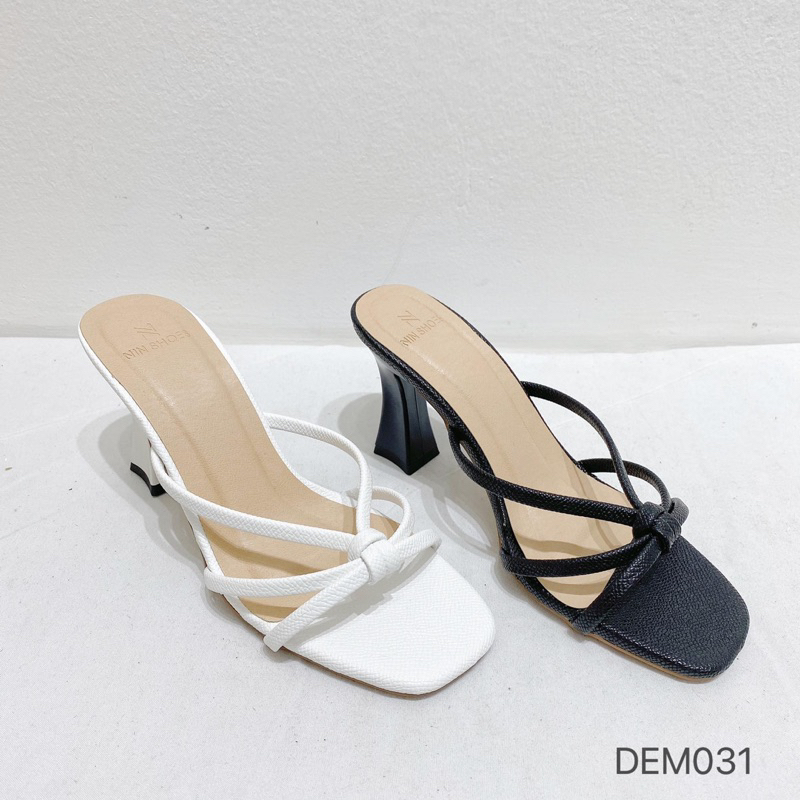 Dép Nữ LV082 7 Phân đế bầu mũi vuông tag dây thắt trước mũi