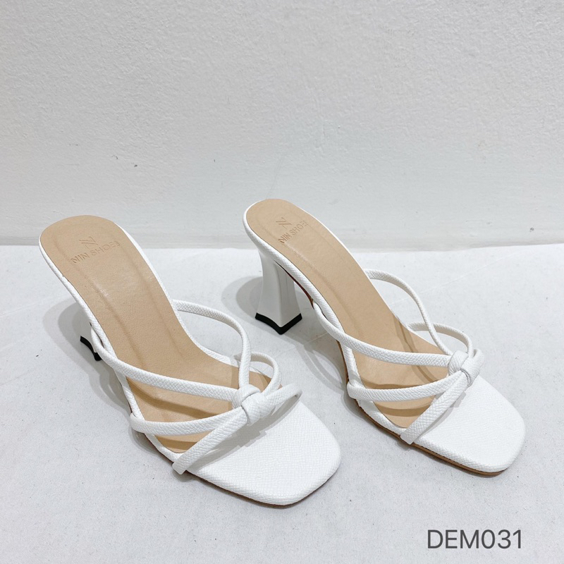 Dép Nữ LV082 7 Phân đế bầu mũi vuông tag dây thắt trước mũi