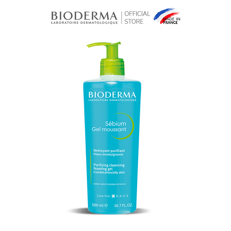 Gel rửa mặt tạo bọt, không chứa xà phòng Bioderma Sebium Gel Moussant - 500ml