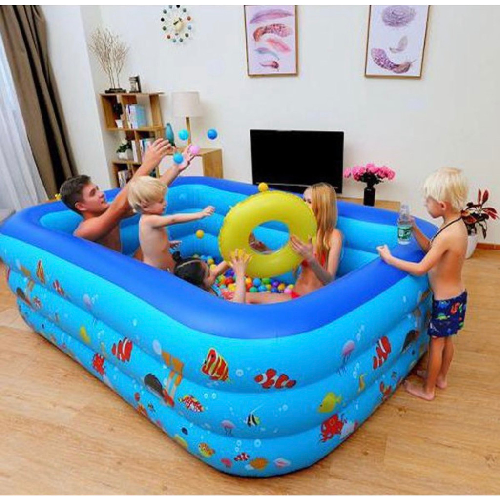 [TẶNG BƠM TAY] Bể bơi cho bé dầy dặn, hồ bơi 3 tầng đủ kích cỡ có đáy chống trượt cho trẻ 210/150 cm