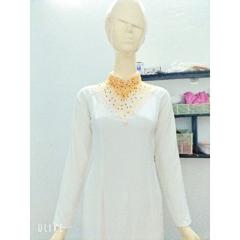 Sale_Áo dài trắng cô dâu đính hạt_ Có bigsize