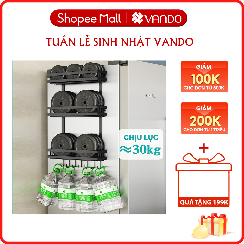 Kệ Thông Minh Dán Tủ Lạnh VANDO 3 Ngăn Tiện Dụng