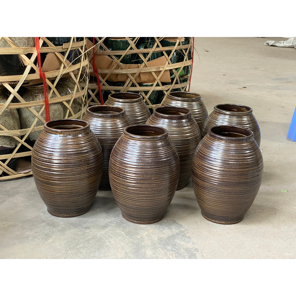 Siêu Sale - Lọ hoa Bát Tràng dáng chum mộc số 2 cao 25cm miệng 12cm