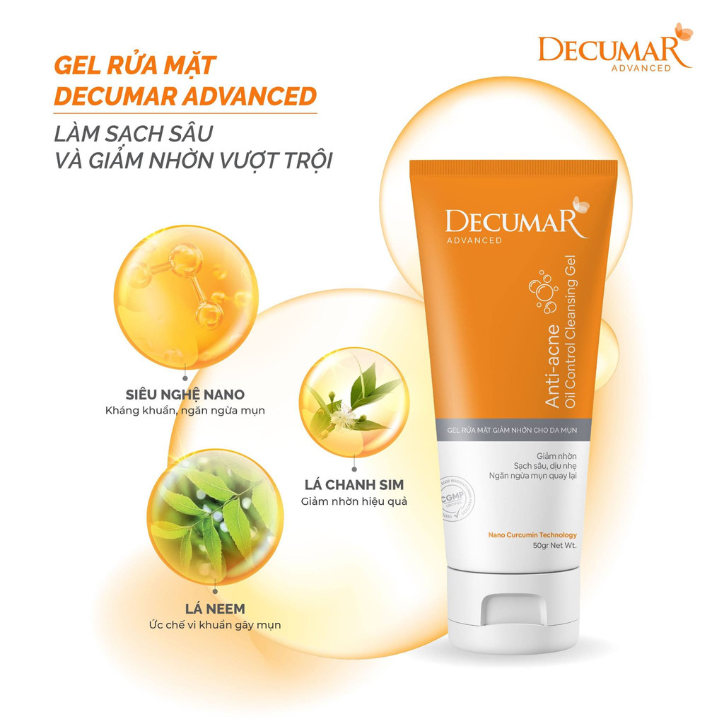 Combo ngừa mụn kiềm dầu Decumar Advanced cơ bản (1 Gel rửa mặt 50g + 1 Gel ngừa mụn 20g) - Ajaskinlab