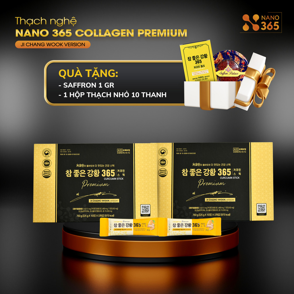 [BẢN NÂNG CẤP] Combo 2 Hộp Thạch Nghệ Nano Curcumin 365 Collagen Premium + QUÀ TẶNG