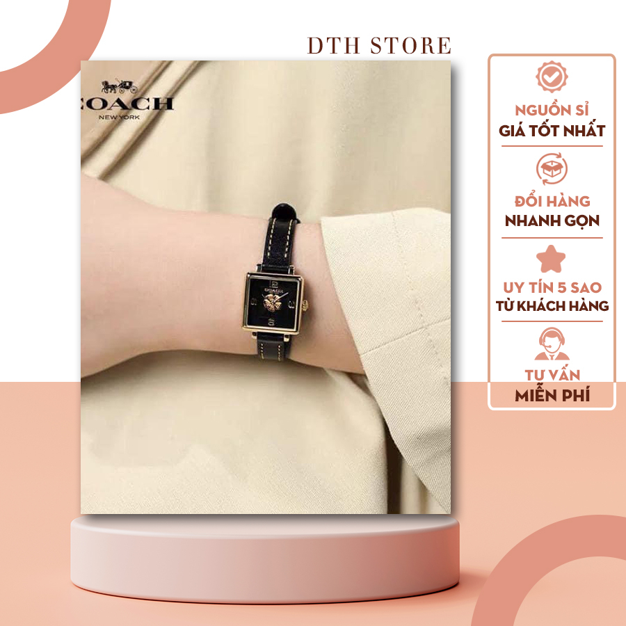 Đồng hồ coach dây da mặt hoa trà
