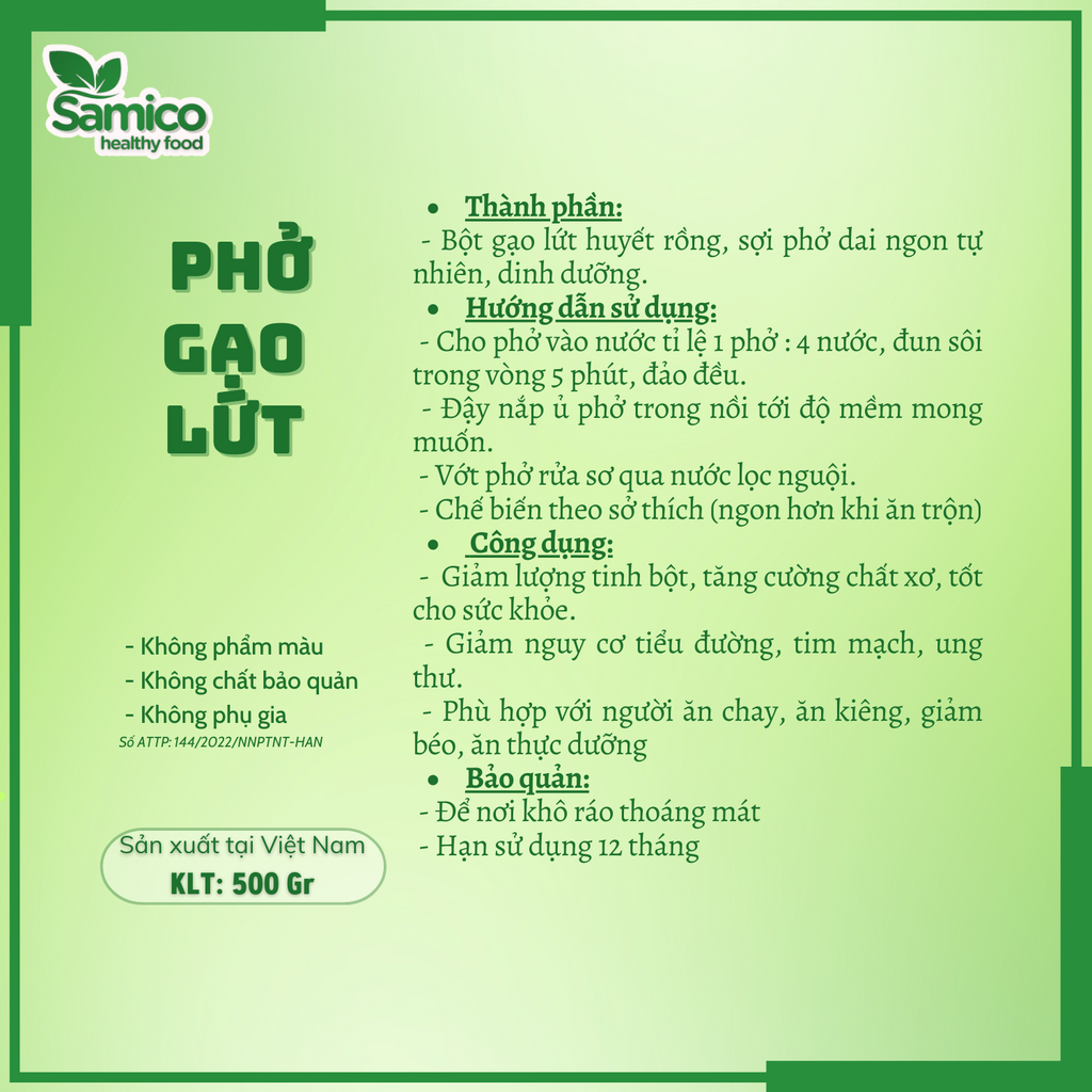 Phở Gạo Lứt Thực Dưỡng (LOẠI NGON) 500gr - Phở Lứt Ăn Kiêng Giảm Cân EAT CLEAN Cao Cấp