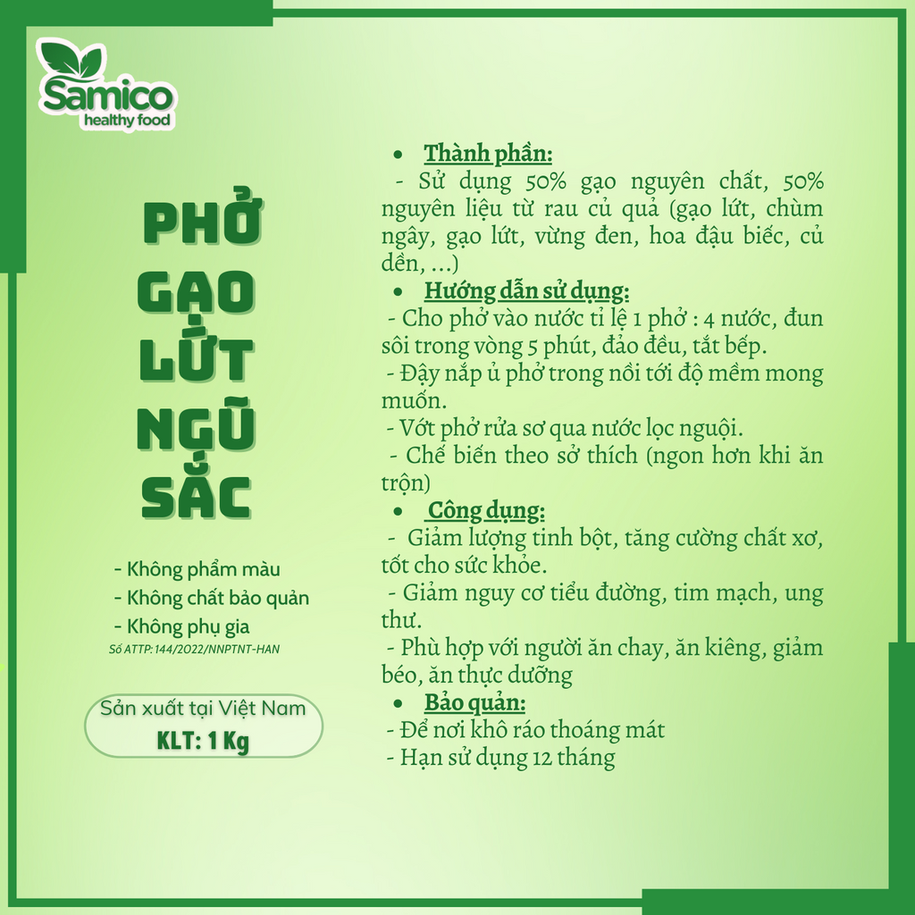 Phở Gạo Lứt Thực Dưỡng (LOẠI NGON) 500gr - Phở Lứt Ăn Kiêng Giảm Cân EAT CLEAN Cao Cấp