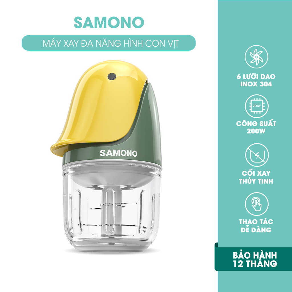 Máy xay Samono SW-C200 mini đa năng hình con vịt công suất 200W xay thịt tỏi ớt tiện dụng