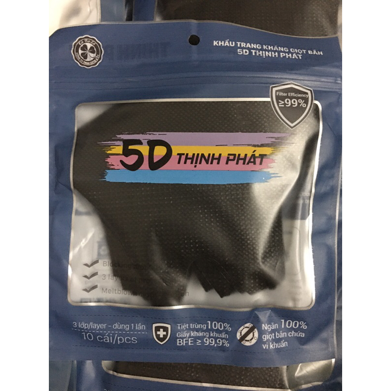 Khẩu trang 5D Thịnh Phát 3 lớp túi zip 50 cái