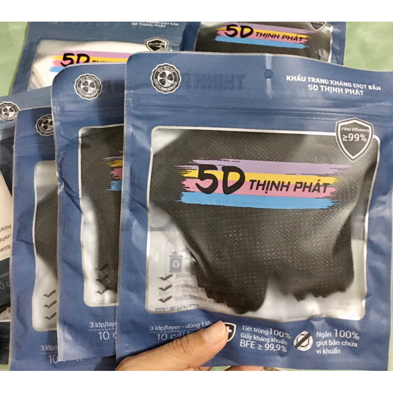 Khẩu trang 5D Thịnh Phát 3 lớp túi zip 50 cái