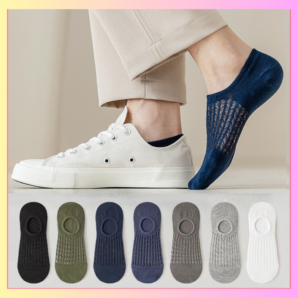 Tất lười nam, tất nam dệt len lưới nửa bàn chân đi giày sneaker mùa hè thoáng khí chống hôi chân - Jani Store