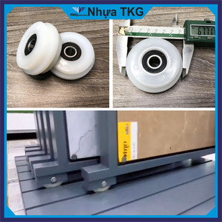 Bánh xe con lăn cửa lùa cửa trượt phi 68mm dùng cho ray lùa âm D6826d12T6D