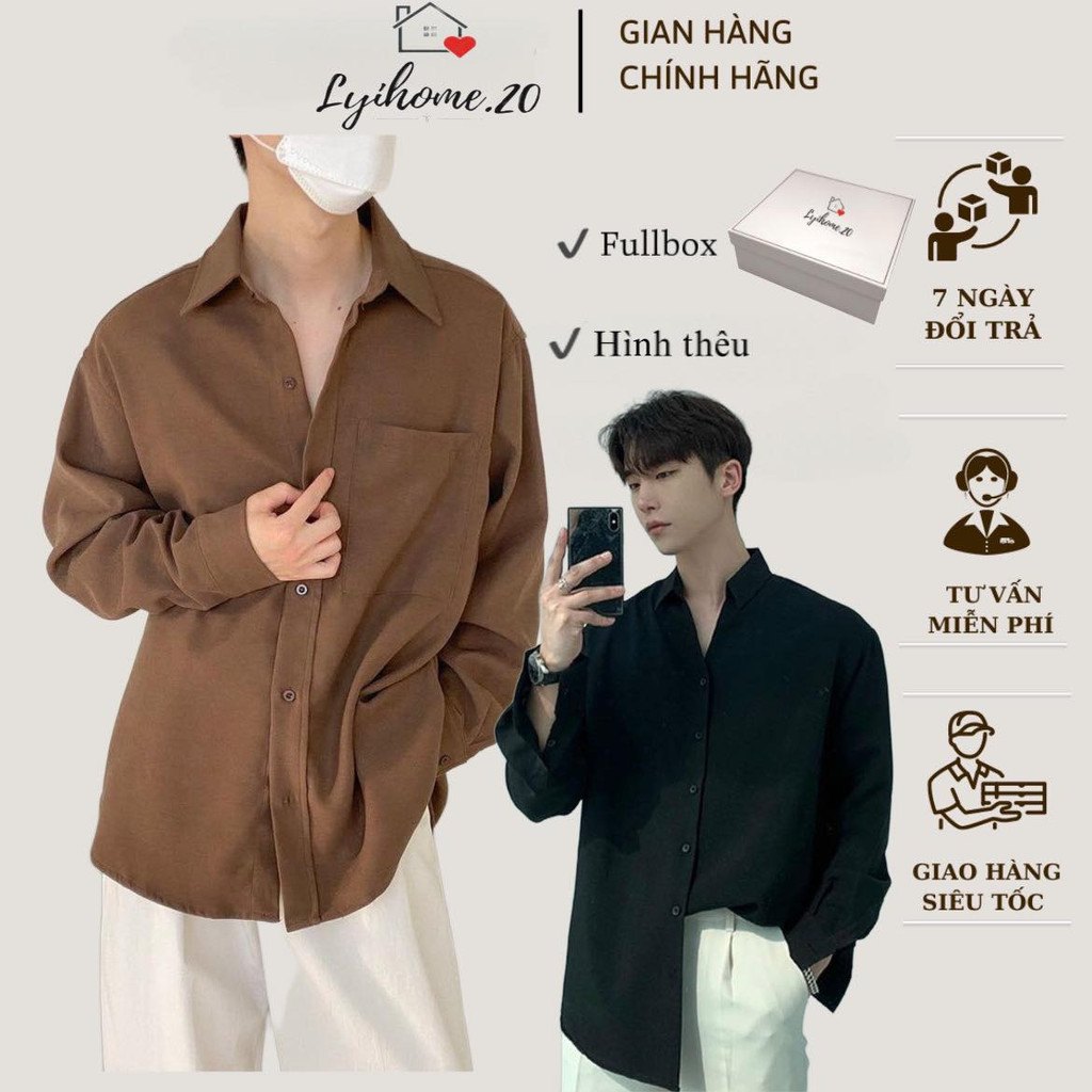 Áo sơ mi trơn dài tay Lyihome chất vài dày dặn mềm mát, lên form chuẩn đẹp màu sắc đa dạ trẻ trung thanh lịch