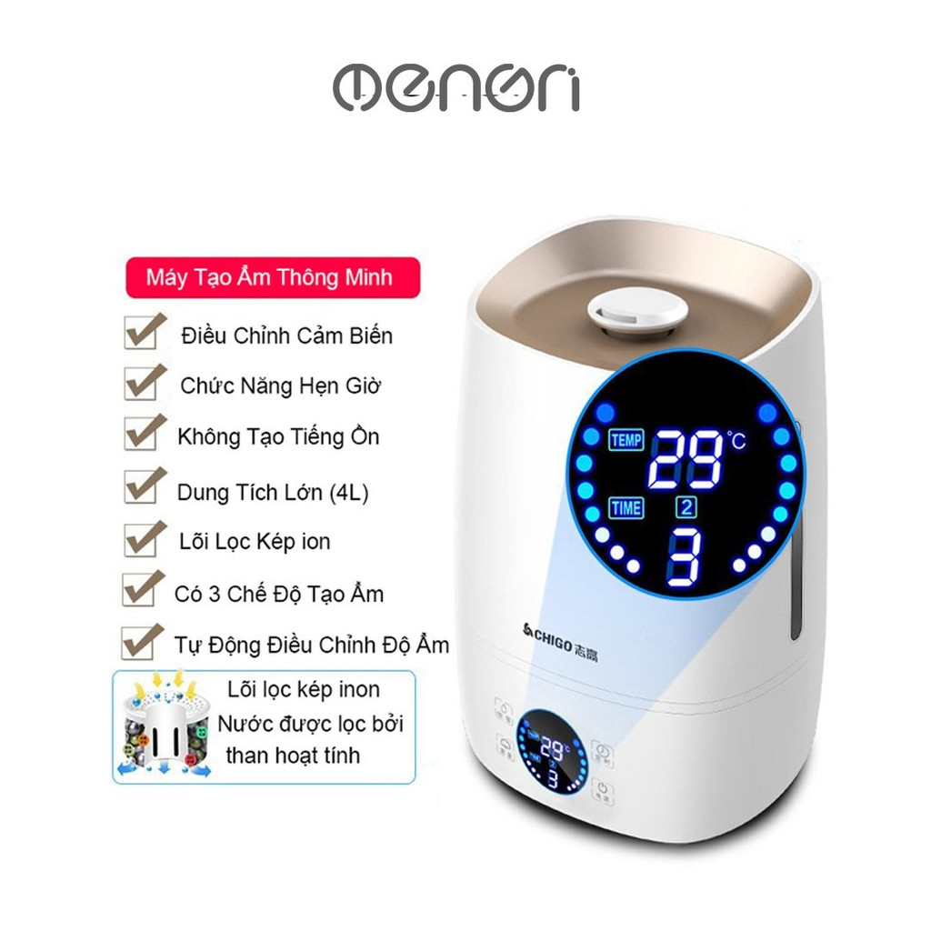 Máy Phun Sương Tạo Ẩm Không Khí OENON - Chigo dung tích 4 lít chạy liên tục 12 tiếng - CG4L