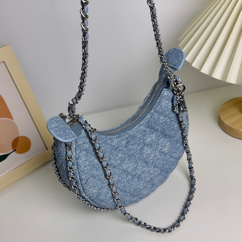 Túi xách nữ dáng cánh cung màu denim - LZ001