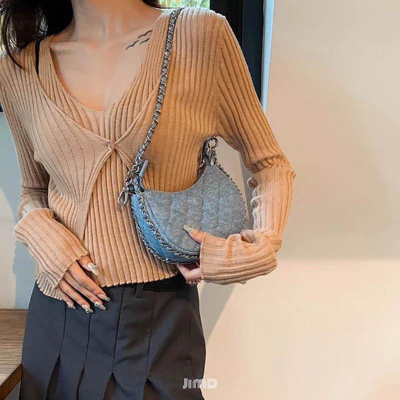 Túi xách nữ dáng cánh cung màu denim - LZ001