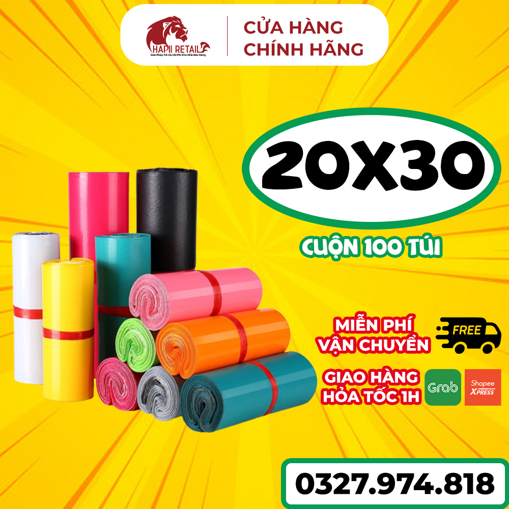 Túi Niêm Phong Gói Hàng 20x30 HAPII RETAIL Cuộn 100 Cái 3 Lớp Siêu Dai Chống Nước Niêm Phong Đóng Hàng