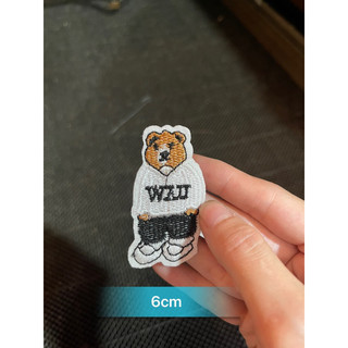 Patch vải ủi nhiệt sticker thêu logo gấu trắng