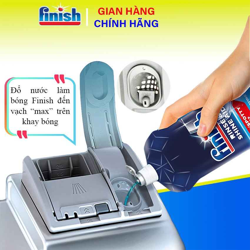 Nước Làm Bóng Chén Bát Finish Tạo Độ Sáng Bóng Làm Khô Chén Bát Nhập Khẩu Châu Âu Chính Hãng Chai 500ml