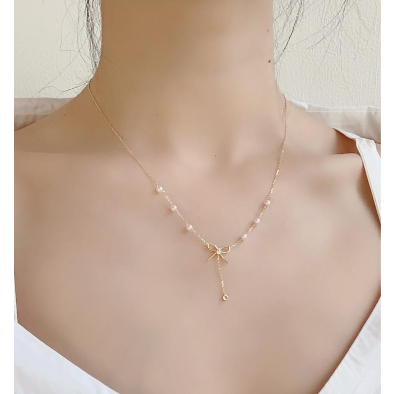 Dây Chuyền Nơ Đính Hạt Dễ Thương Chơ Nữ A09