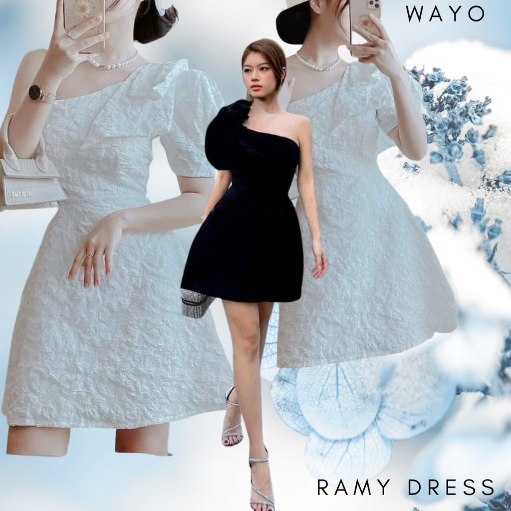 Đầm WAYO lệch vai gấm nơ to xinh đẹp