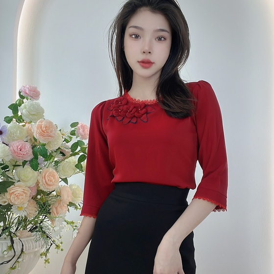 ÁO THÊU CỔ TRÒN CÔNG SỞ