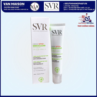 Kem chống nắng SVR Sebiaclear Creme Spf 50+ dành cho da mụn nhạy cảm, da nhờn, da hỗn hợp 40ml