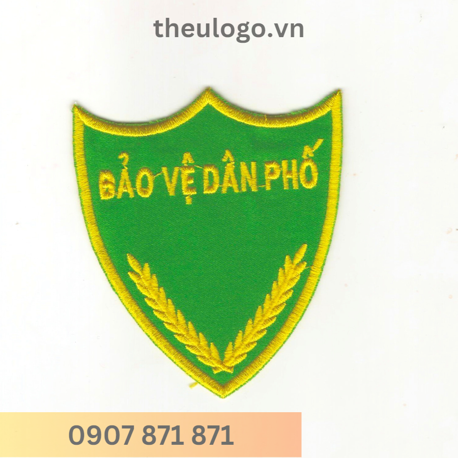 Logo Bảo Vệ Dân Phố Màu Xanh Lá Thêu Sẵn
