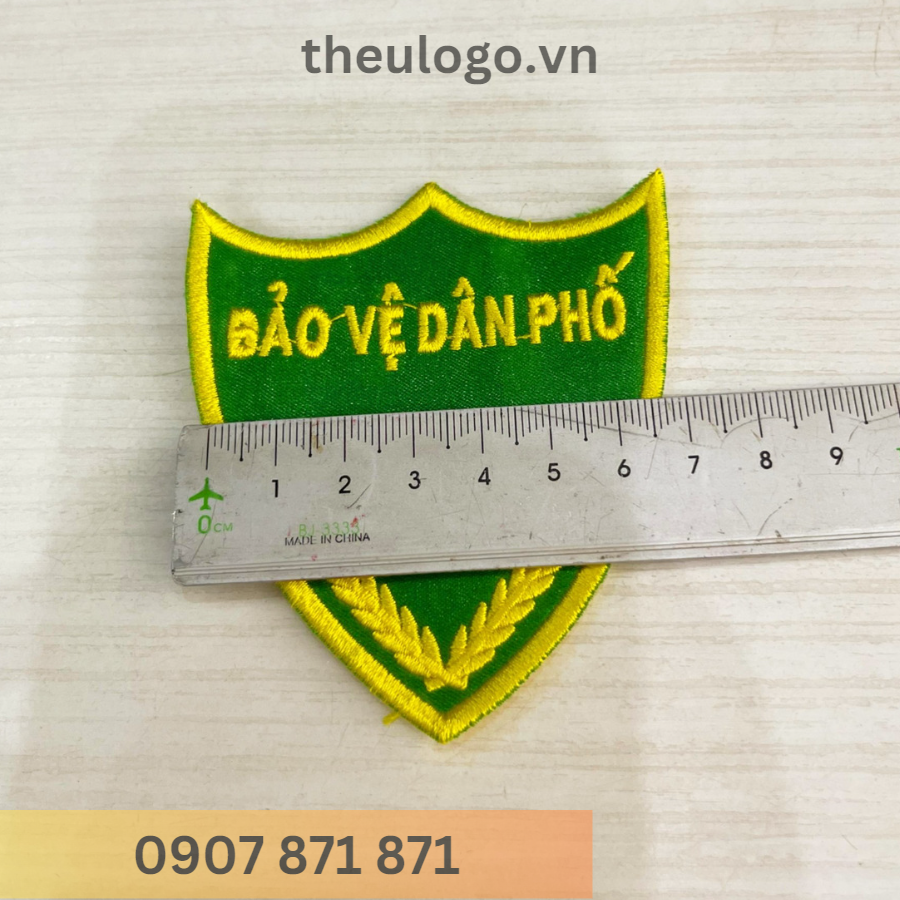 Logo Bảo Vệ Dân Phố Màu Xanh Lá Thêu Sẵn
