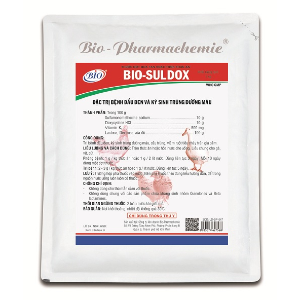Bio-Suldox Đầu đen, ký sinh trùng máu 100g/gói