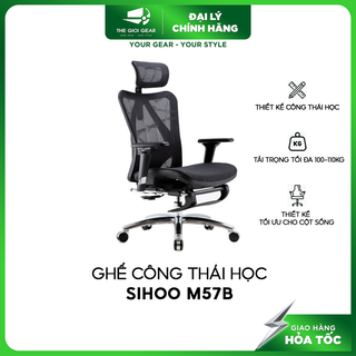 Ghế Lưới Xoay Công Thái Học Ergonomic - Sihoo M57B Black Màu Đen / Màu Xám - Có Kê Chân - Bảo Hành Chính Hãng 36 tháng
