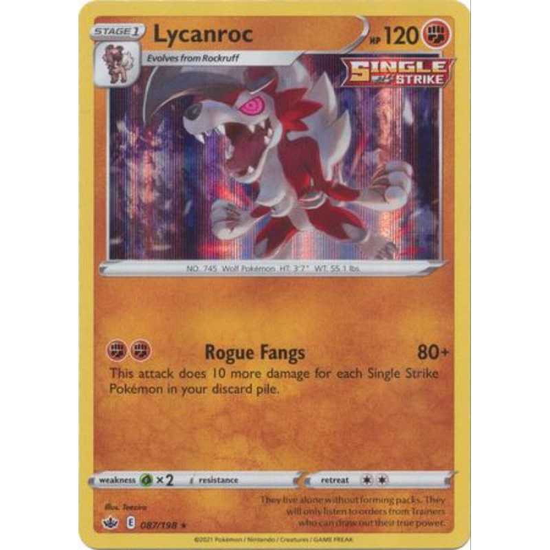 Lycanroc - 087/198 - Holo RareSword & Shield: Chilling Reign Singles