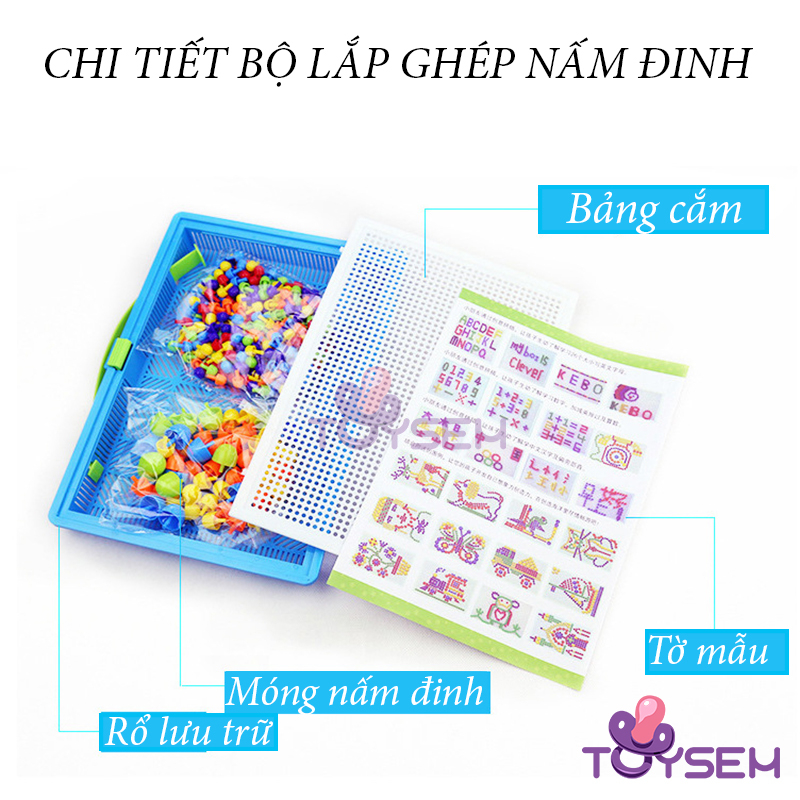 Đồ chơi lắp ghép hạt nấm đinh với 296 chi tiết giúp tay mắt linh hoạt và sáng tạo trí não cho trẻ - Quà tặng sinh nhật