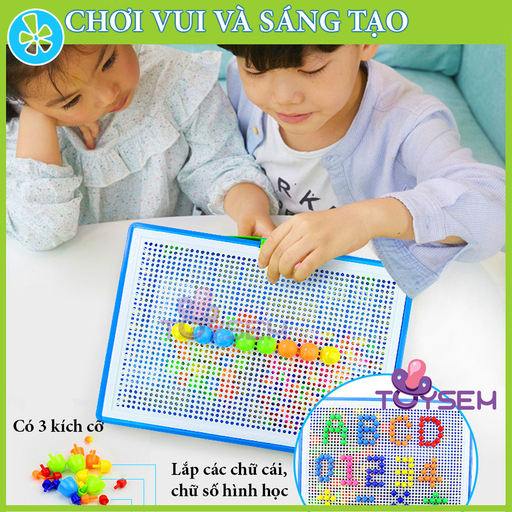Đồ chơi lắp ghép hạt nấm đinh với 296 chi tiết giúp tay mắt linh hoạt và sáng tạo trí não cho trẻ - Quà tặng sinh nhật