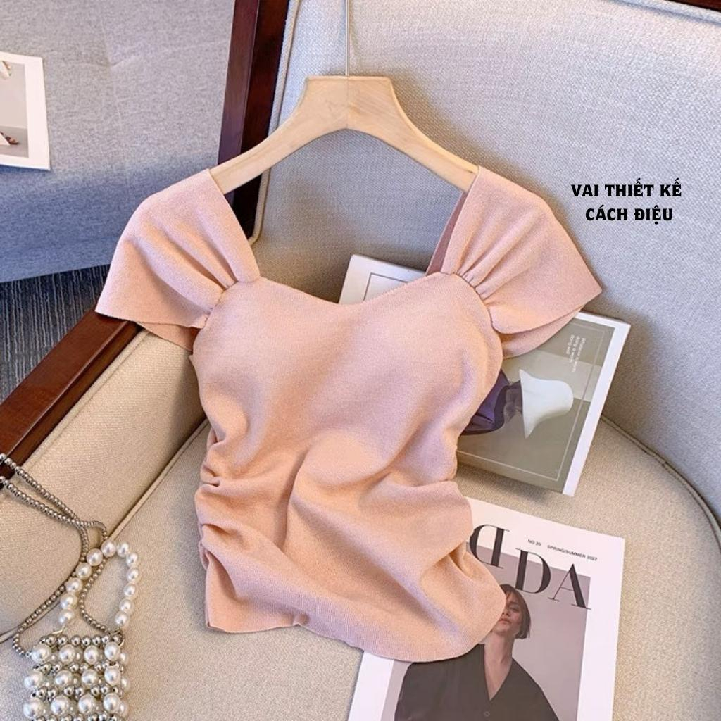 Áo thun cotton , áo phông nữ , áo thun tay ngắn cổ vuông ôm dáng gợi cảm mặc hè siêu xinh
