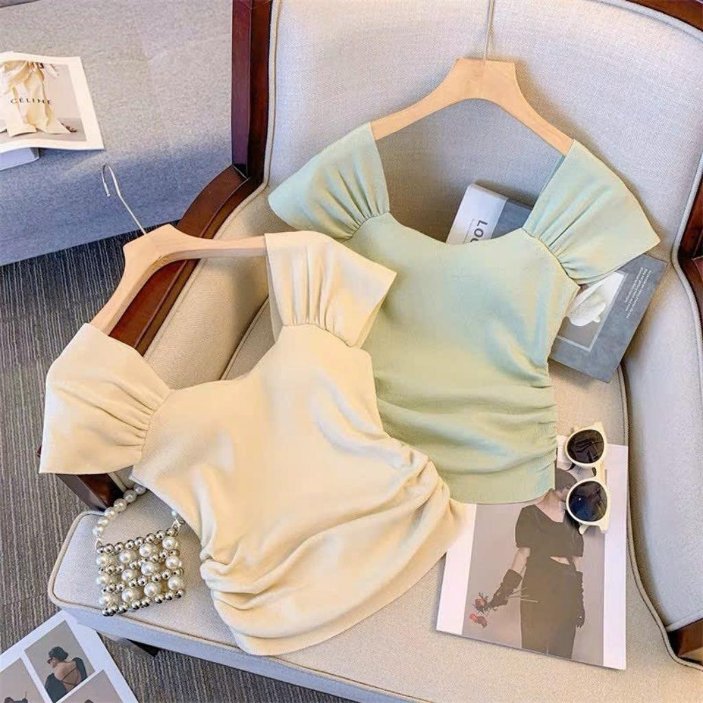 Áo thun cotton , áo phông nữ , áo thun tay ngắn cổ vuông ôm dáng gợi cảm mặc hè siêu xinh