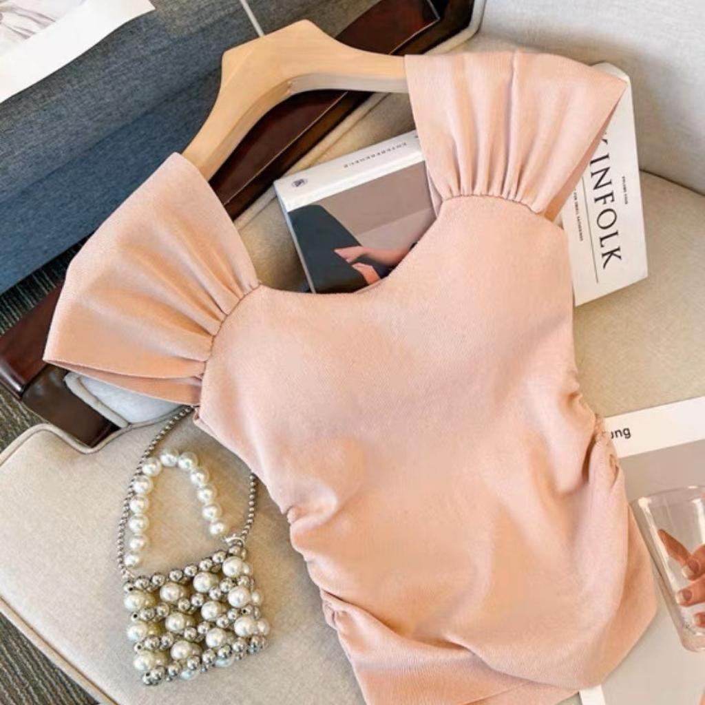 Áo thun cotton , áo phông nữ , áo thun tay ngắn cổ vuông ôm dáng gợi cảm mặc hè siêu xinh