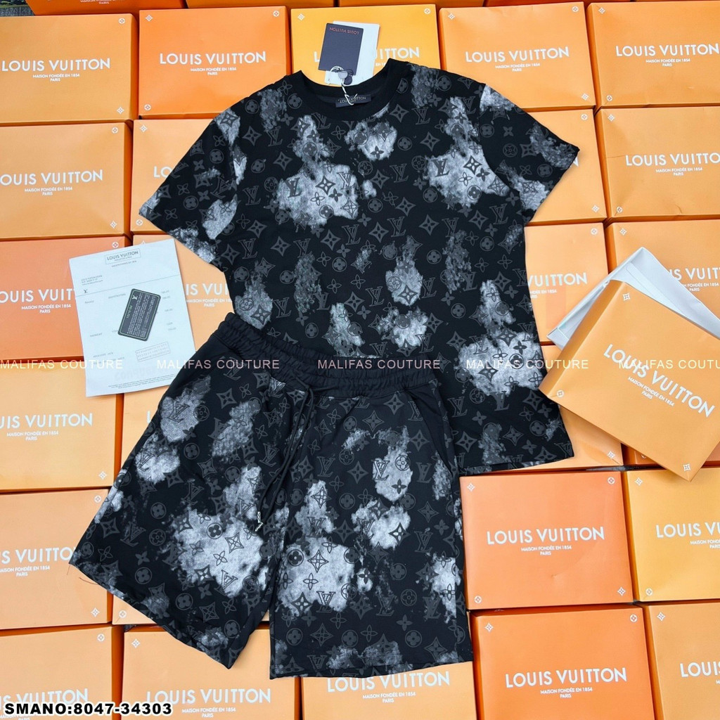 [Hàng đẹp] Bộ Quần Áo Nam Mùa Hè Vân Lv Nhung Mềm Mịn Thoáng Mát Thời Trang Hè Cho Nam | BigBuy360 - bigbuy360.vn