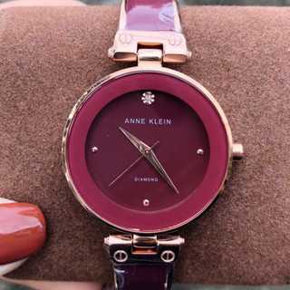 Đồng hồ anne klein đỏ đô viền vàng hồng cho nữ