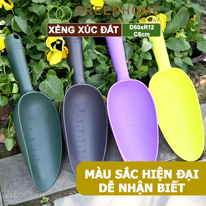 Xẻng nhựa làm vườn Greenhome, D25cm, xúc đất, châm phân bón, có chia vạch tiện lợi, siêu bền, dễ vệ sinh