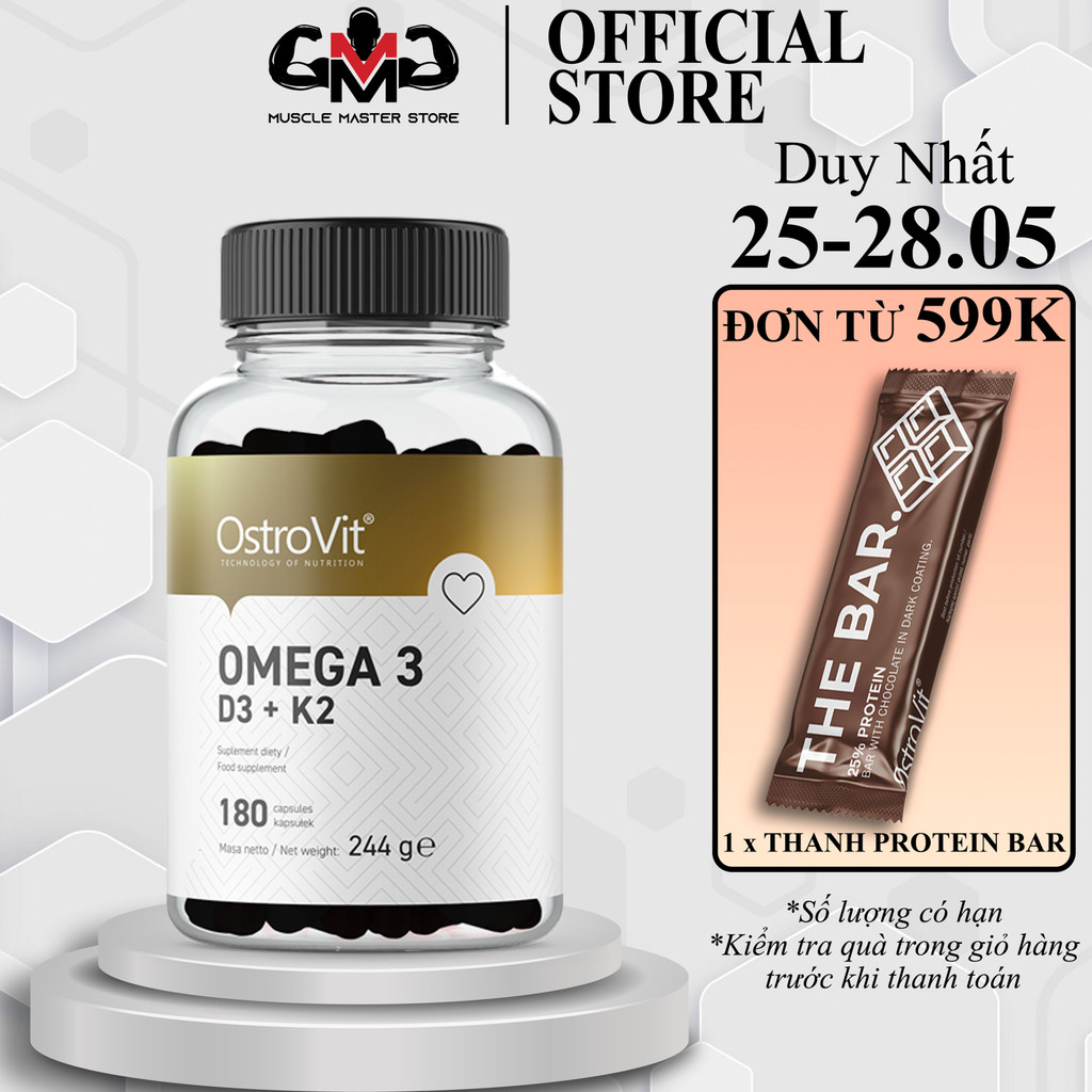 Viên Dầu Cá Ostrovit Omega 3 D3 + K2 - Mọi Dưỡng Chất Cho 1 Cơ Thể Khỏe Mạnh