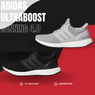 Giày thể thao chạy bộ das ultraboost 4.0 | giày thể thao đế boost nam nữ phối màu core black, code bb6166